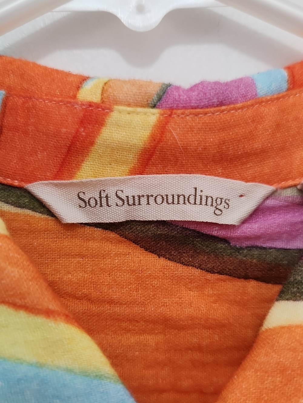 Soft Surroundings Women's Colorful 100% Cotton Button Up Top Size Petite Small - Picture 4 of 10